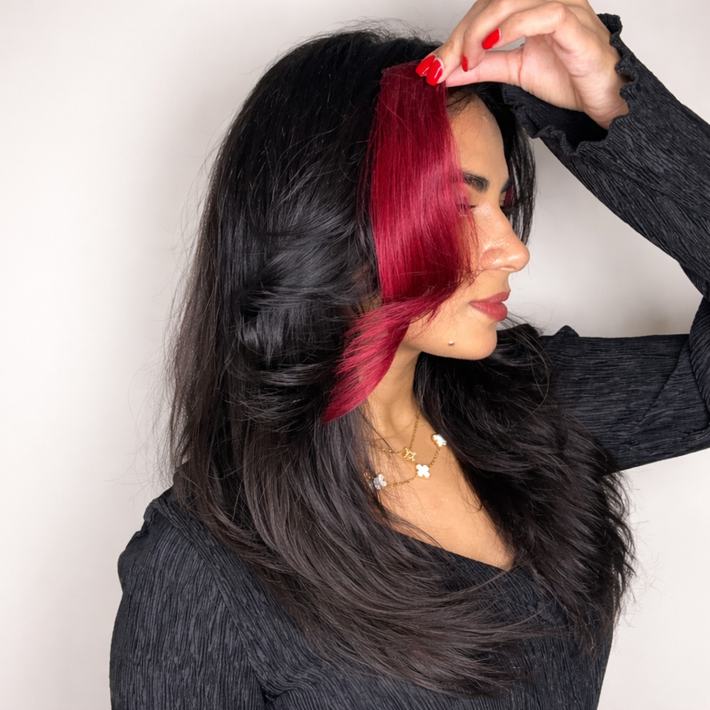 Burgundy Mood Booster Single Strandout - Clipin color Highlights
