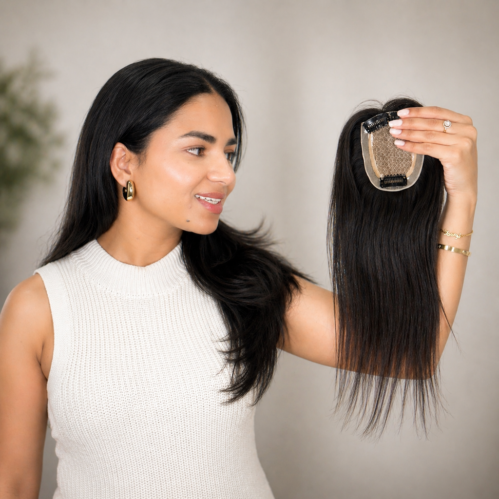 Hair topper for Hair Thinning || 3"x4" Lace Base || Instant Coverage, Volume andInstant Confidence