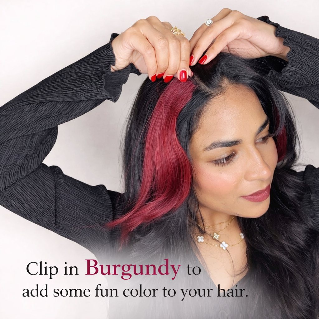 Burgundy Mood Booster Single Strandout - Clipin color Highlights